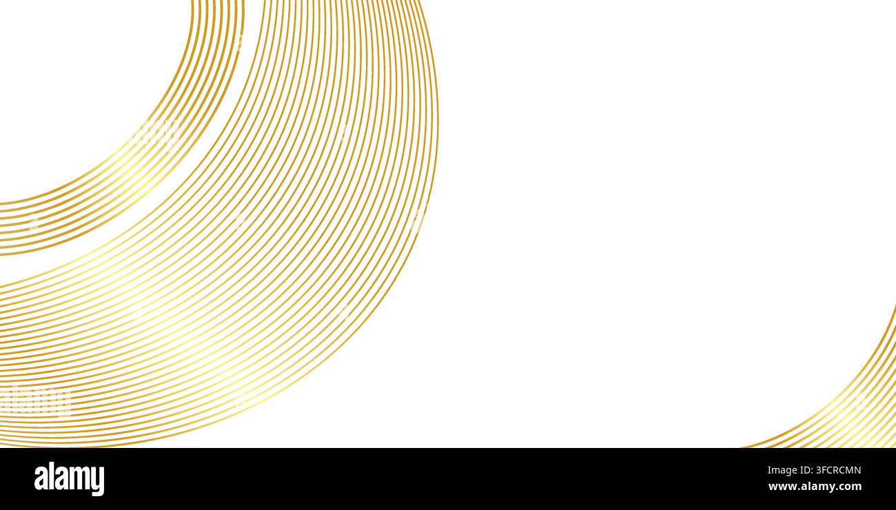 Abstract golden gradient wave lines isolated on white background Stock Vector