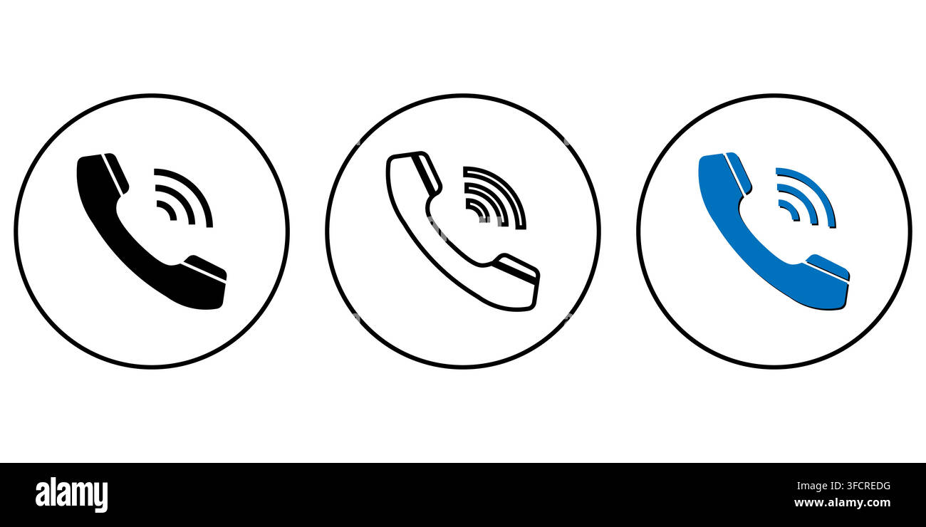 Phone call with speech bubble icon set inside circles isolated on white background Stock Vector