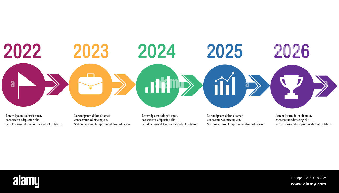 Business Timeline Infographic Design with Circle Icon Steps Vector Layout Stock Vector