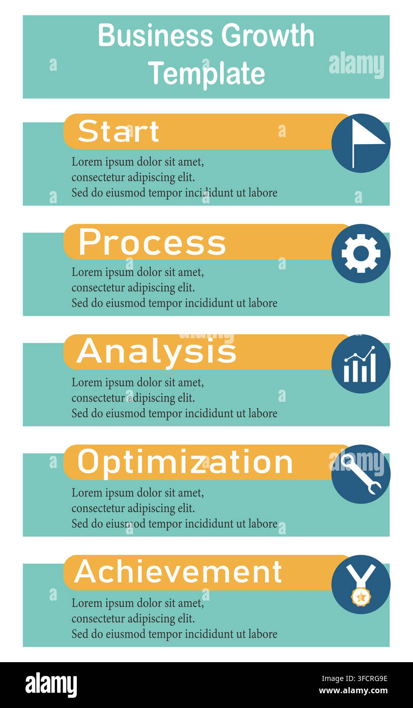 Business Growth Template Infographic Banner with Five Steps Vector Layout Stock Vector