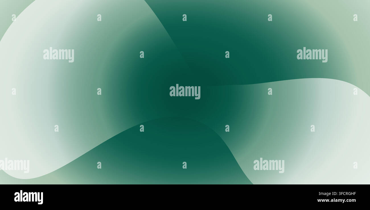 Abstract dark green gradient background with fluid wavy shapes Stock Vector