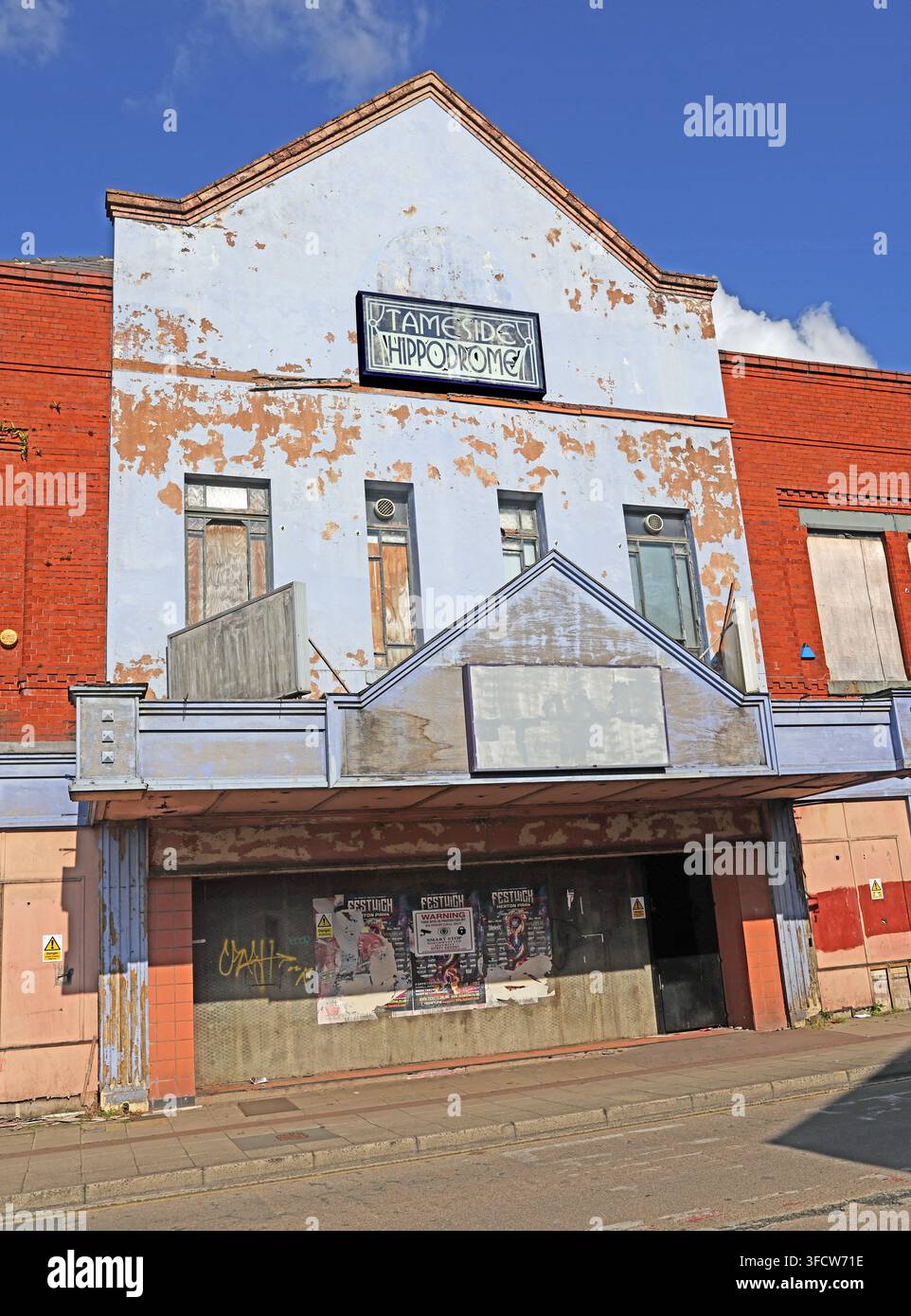 Frontage of the former Tameside Hippodrome theatre in Ashton-under-Lyne. Stock Photo