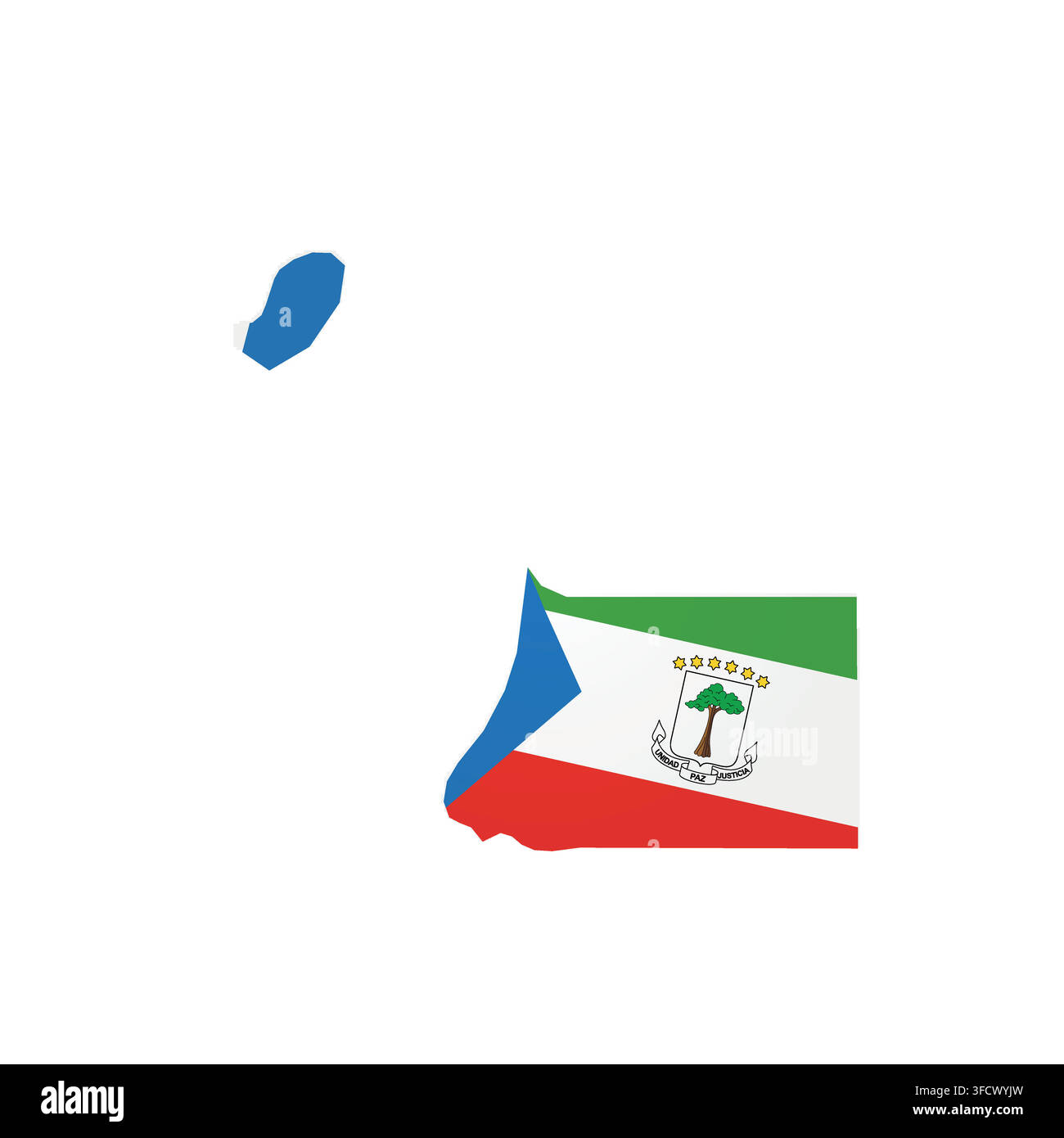 Equatorial Guinea - country map silhouette filled with national flag. Simple flat vector illustration. Stock Vector