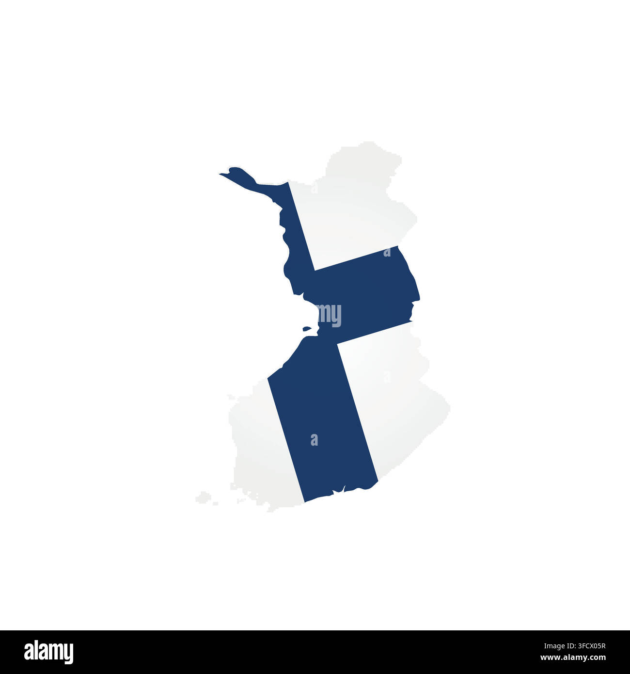 Finland - country map silhouette filled with national flag. Simple flat vector illustration. Stock Vector