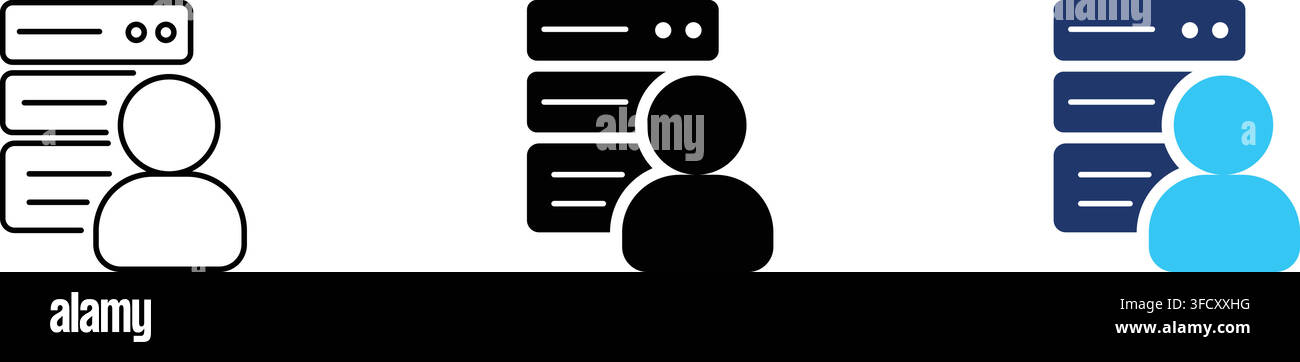 Server administrator icon with user symbol, database management and web hosting concept Stock Vector