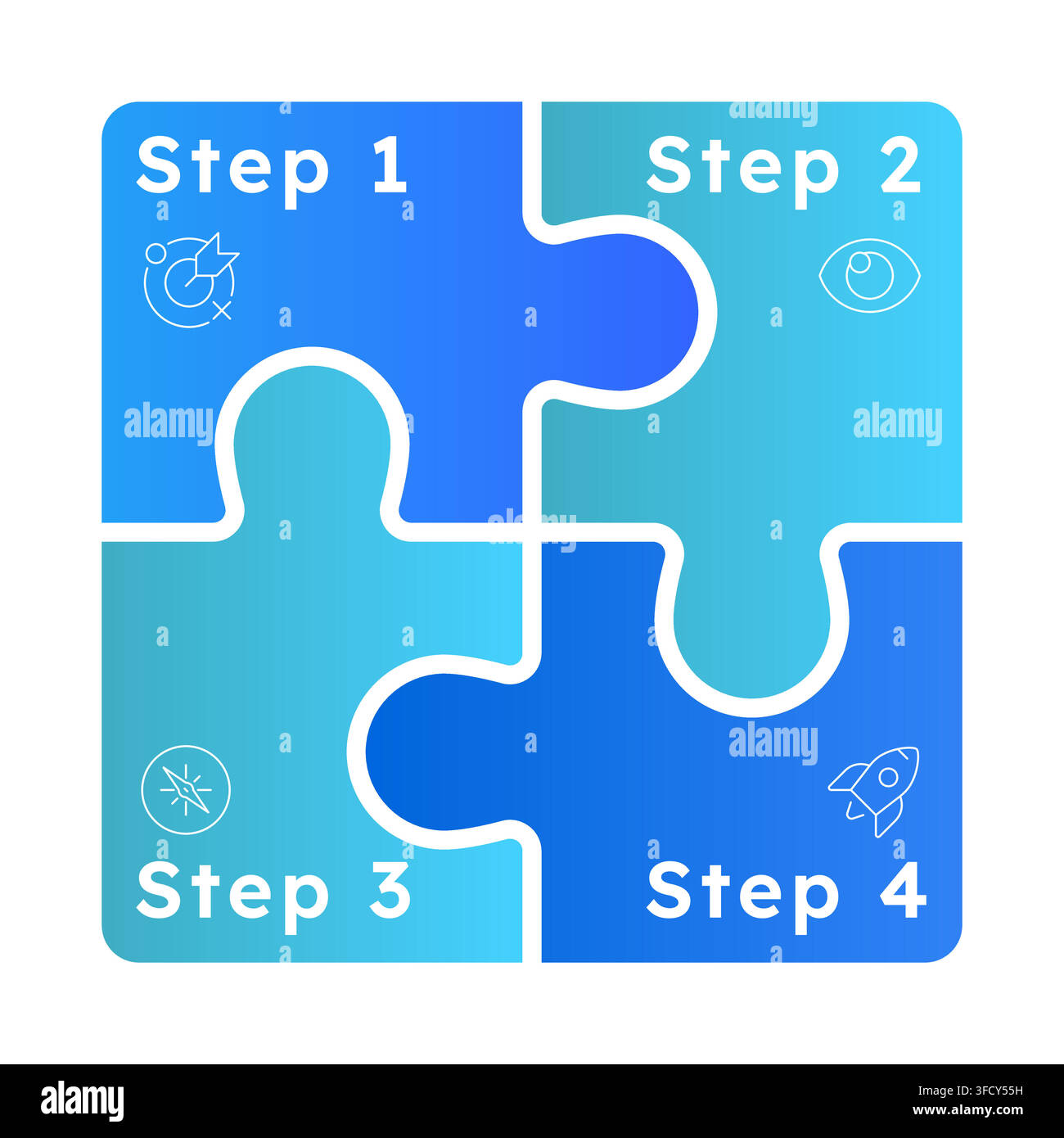 Four puzzle pieces connected infographic 4 steps Stock Vector
