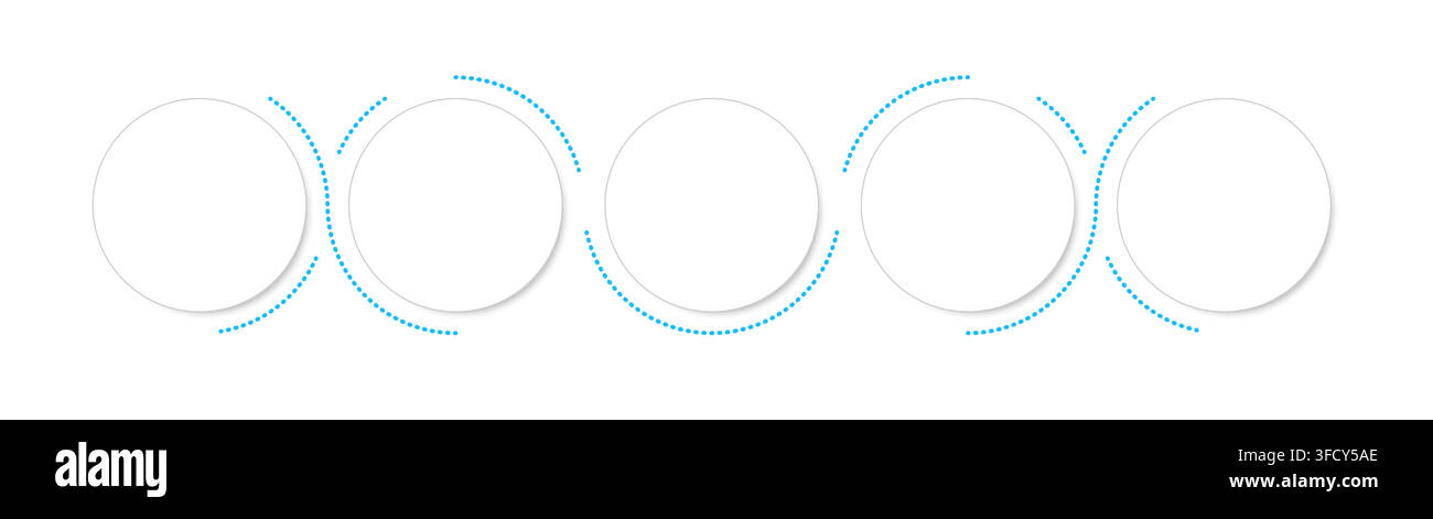 Five white circular shape layers empty infographic template Stock Vector