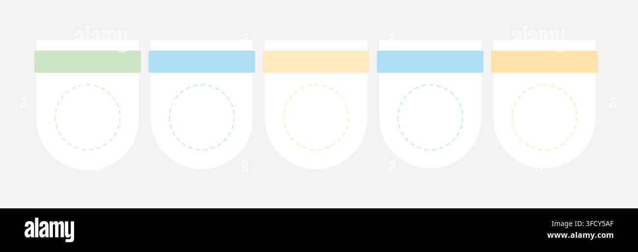 Five white hanging tabs empty infographic template Stock Vector