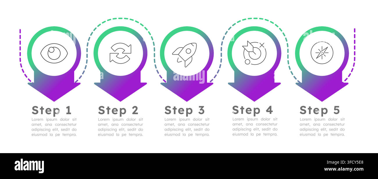 Business development process infographic 5 steps Stock Vector
