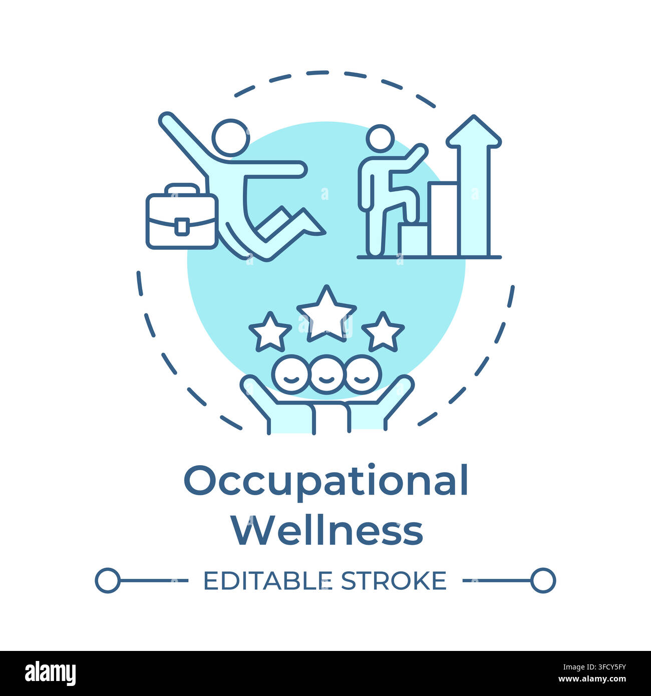 Occupational wellness monochrome blue concept icon Stock Vector