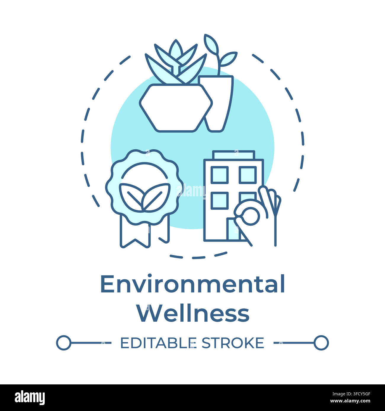 Environmental wellness monochrome blue concept icon Stock Vector