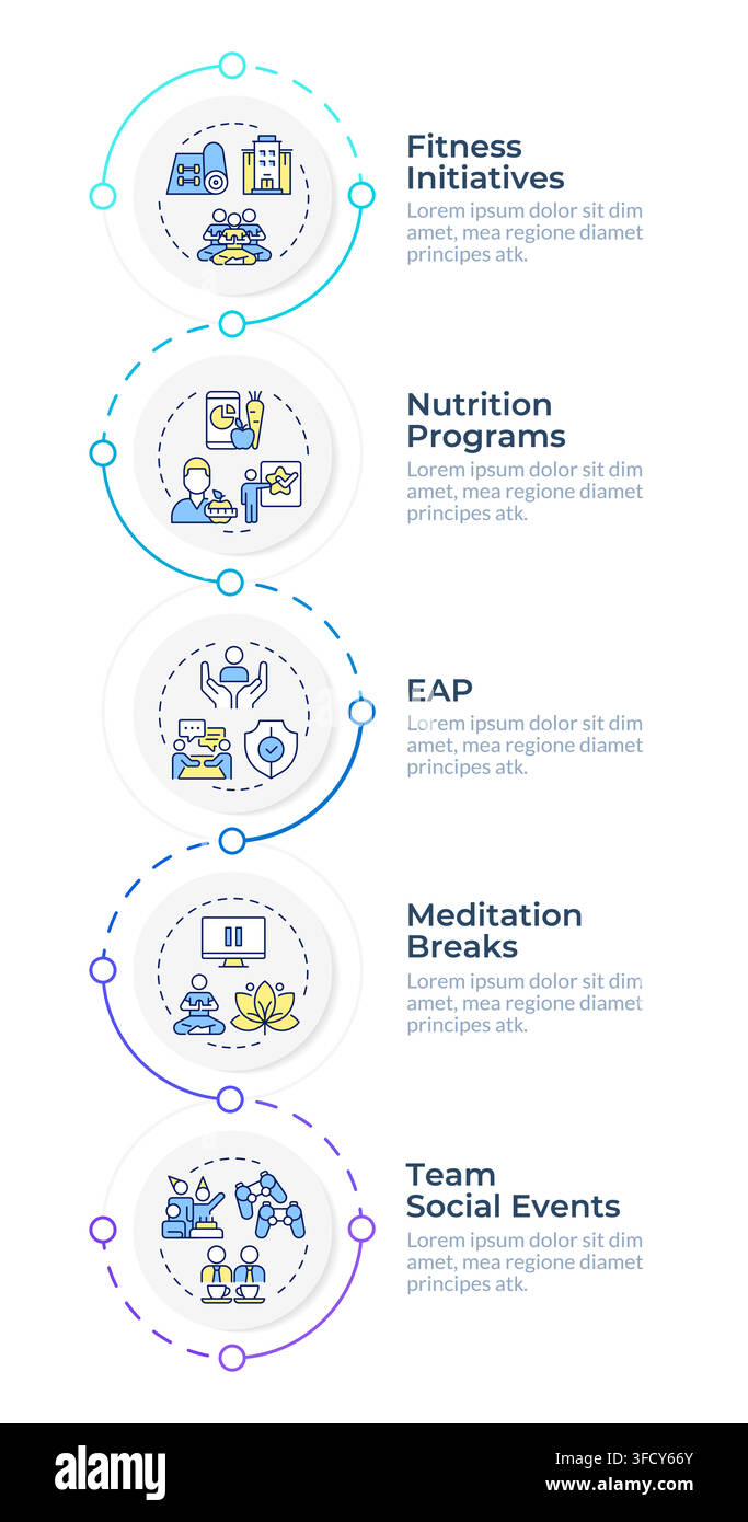 Workplace wellness program infographic vertical sequence Stock Vector