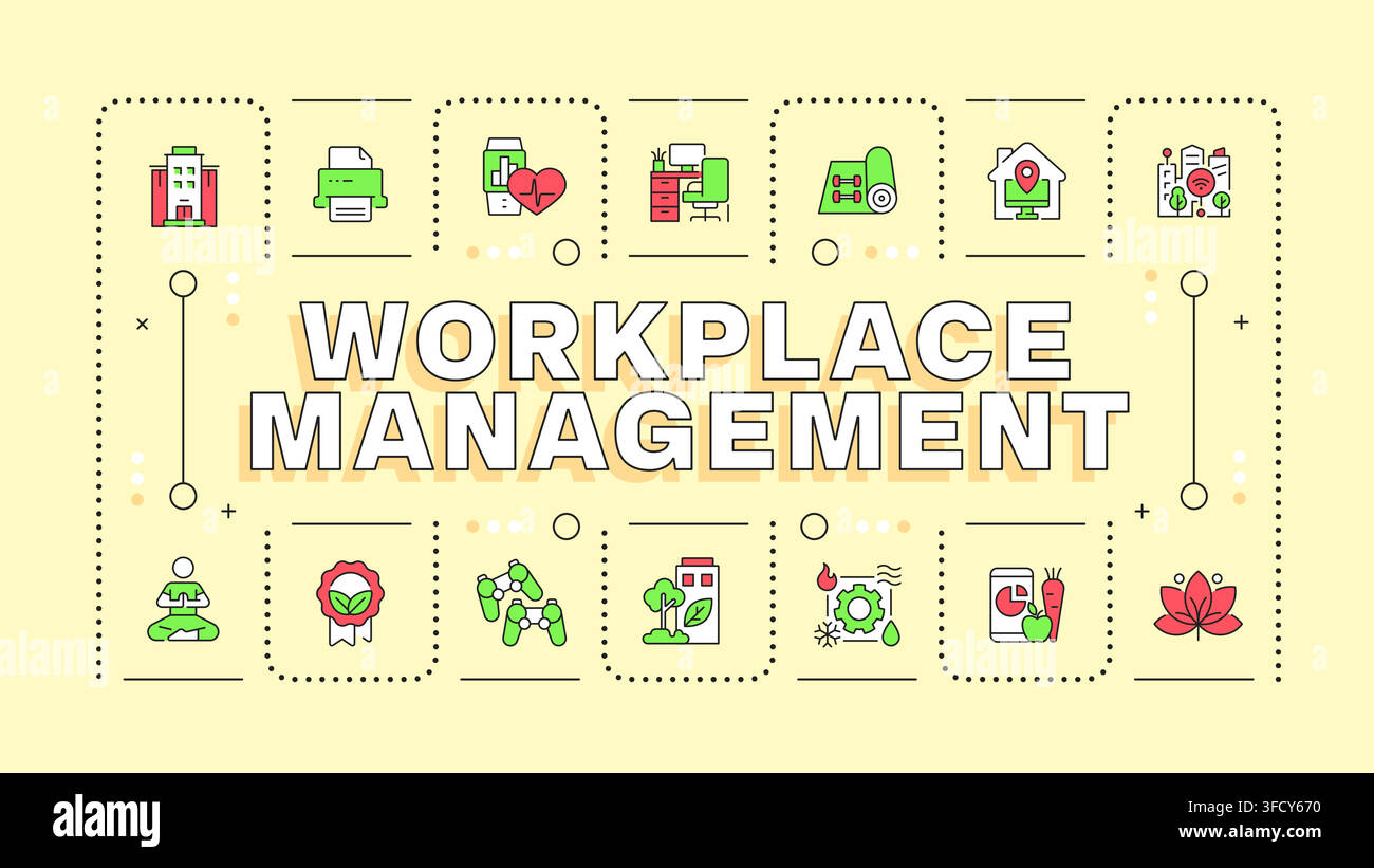 Workplace management concept banner Stock Vector