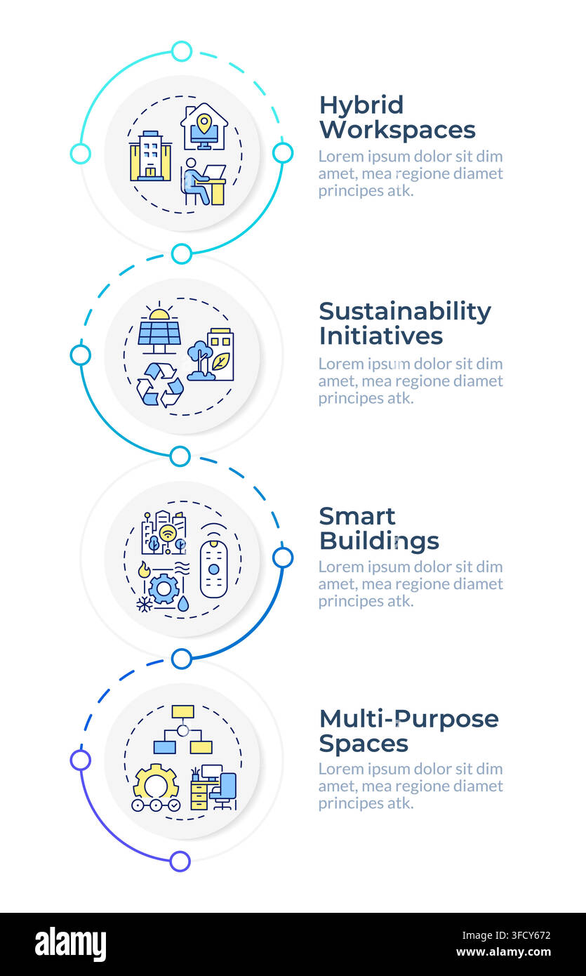Trends in space management infographic vertical sequence Stock Vector
