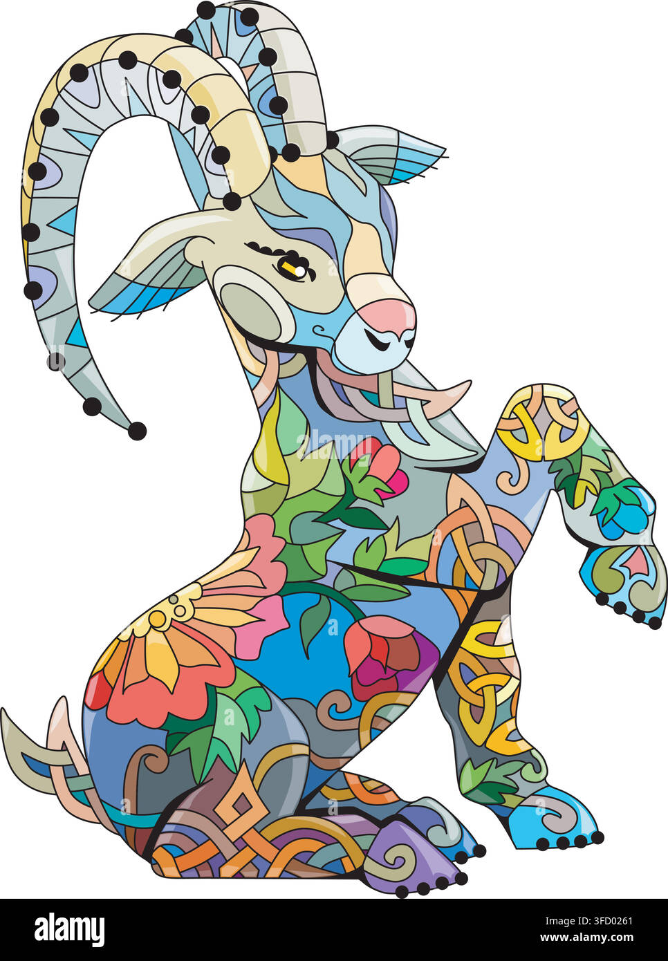 Goat. Hand drawn decorative vector illustration Stock Vector