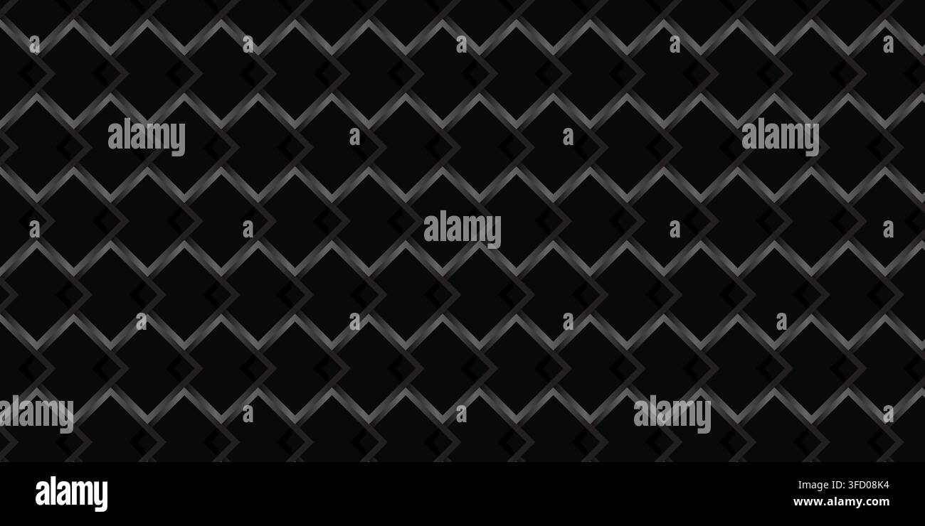 Black Geometric Rhombus Pattern Background with Interlocking Squares Stock Vector
