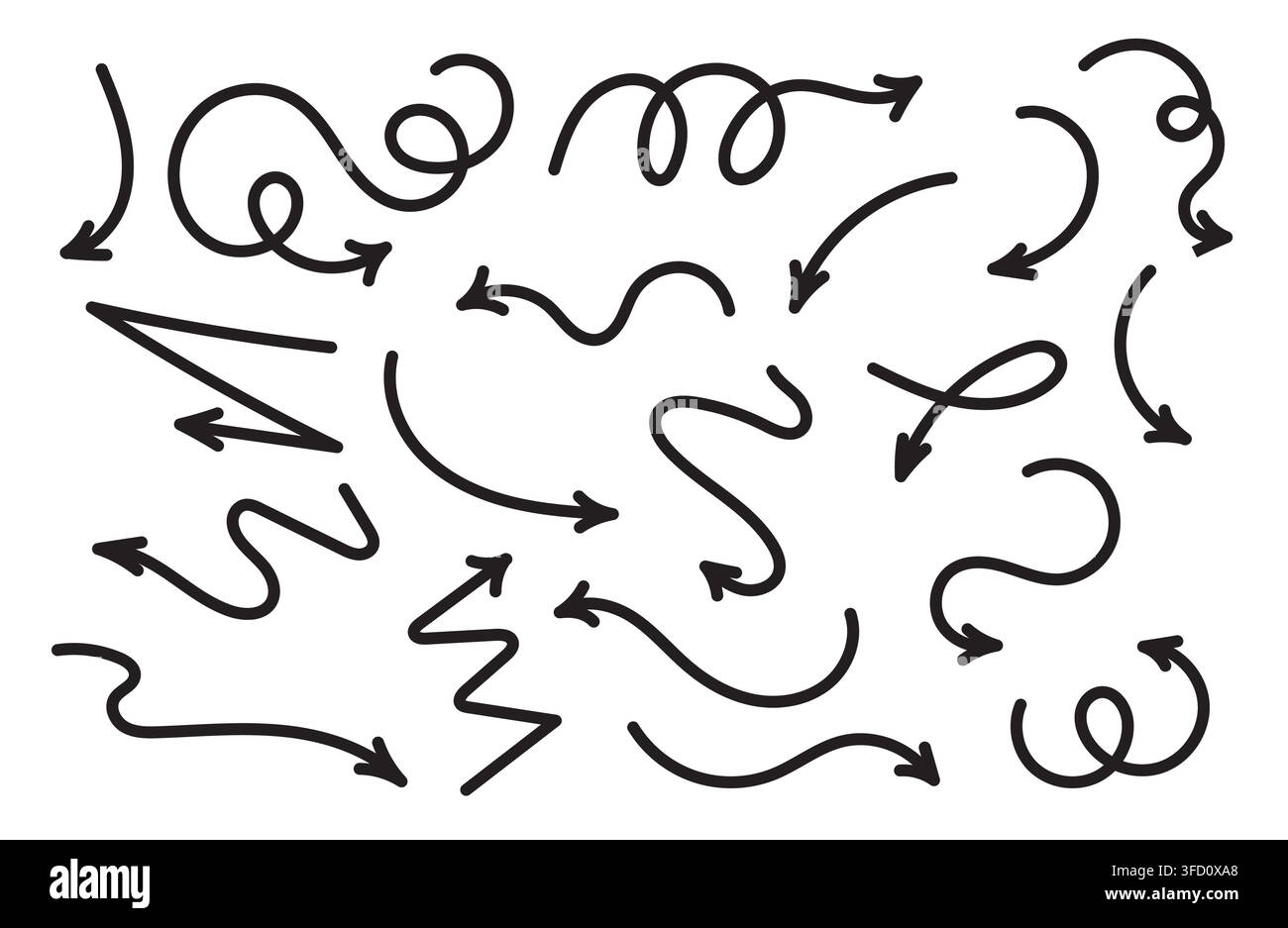 Set of hand drawn arrows Stock Vector