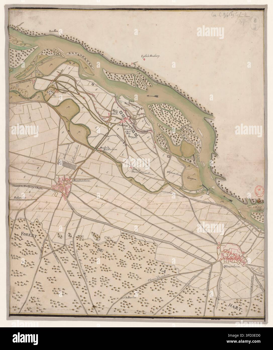 The Rhinogs Map A 1730 manuscript map of the Rhine River, showing the area between ...