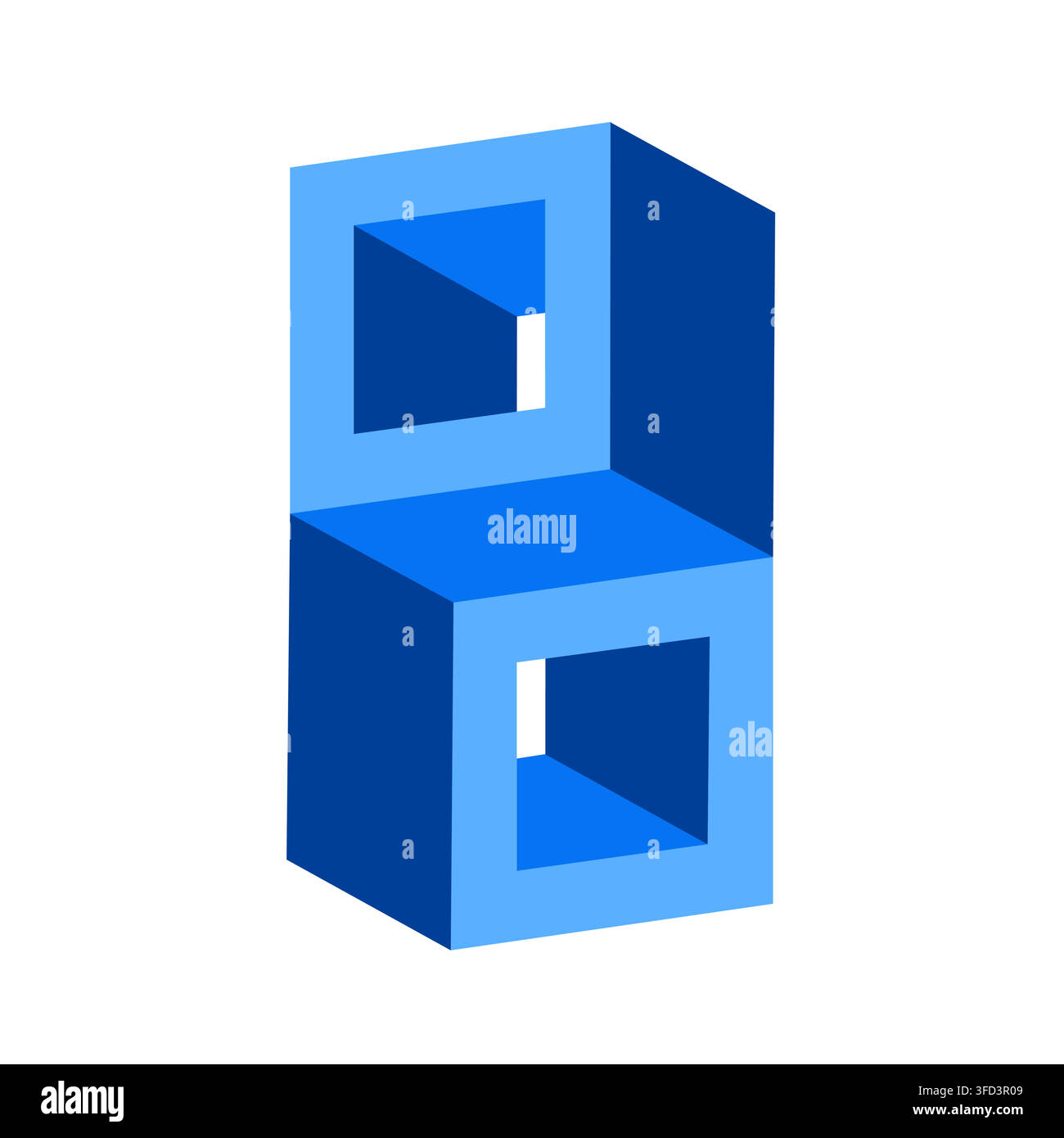 Two hollow cube-shaped figures. Optical illusion. Editable EPS vector Stock Vector