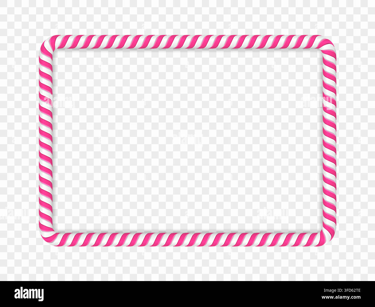 Pink rectangular candy cane frame, vector eps10 illustration Stock Vector