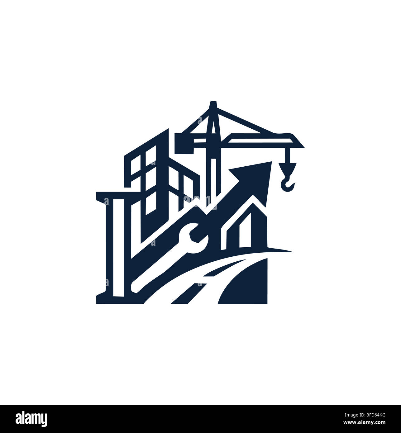 Modern Professional Building Crane Arrow Workshop Construction Vector Logo Stock Vector