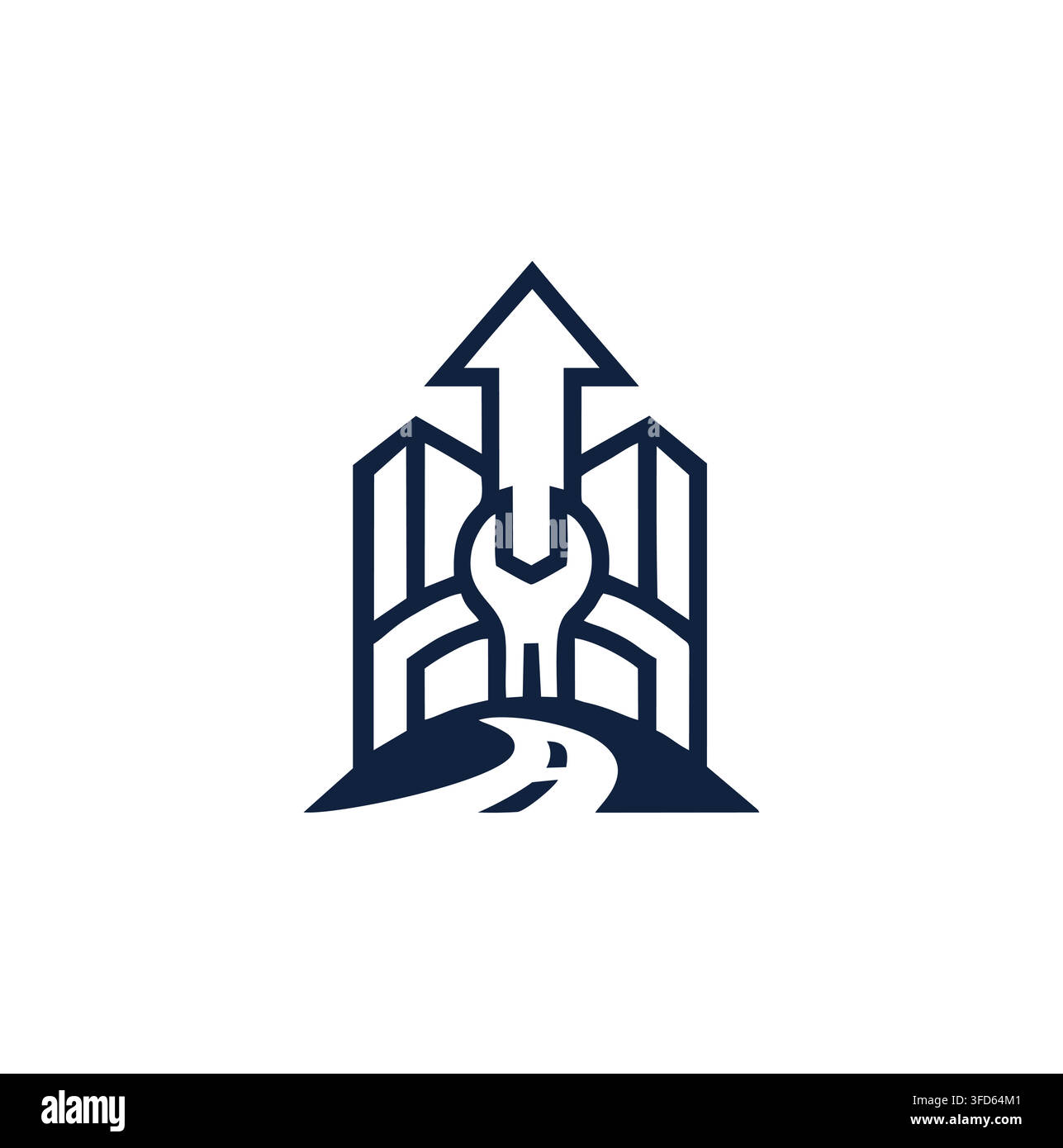 Modern Professional Construction Wrench Arrow Workshop Road Vector Logo Stock Vector