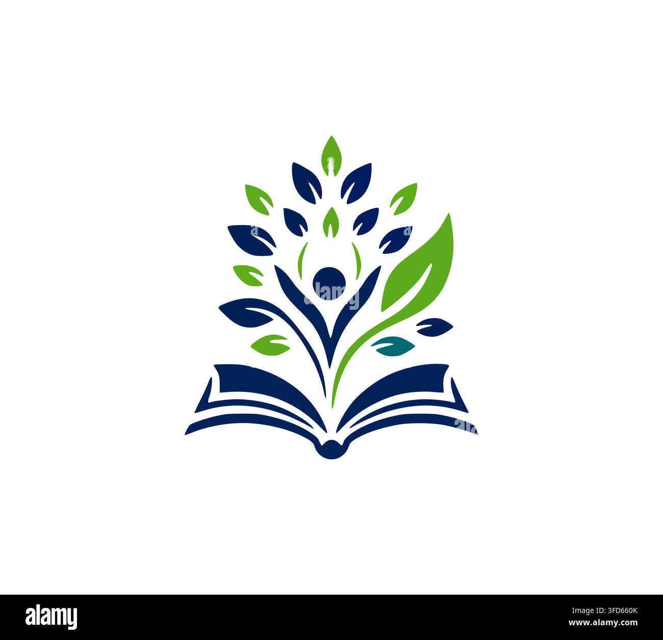 Modern Growing Tree Book Student Learning Education Vector Logo Stock Vector