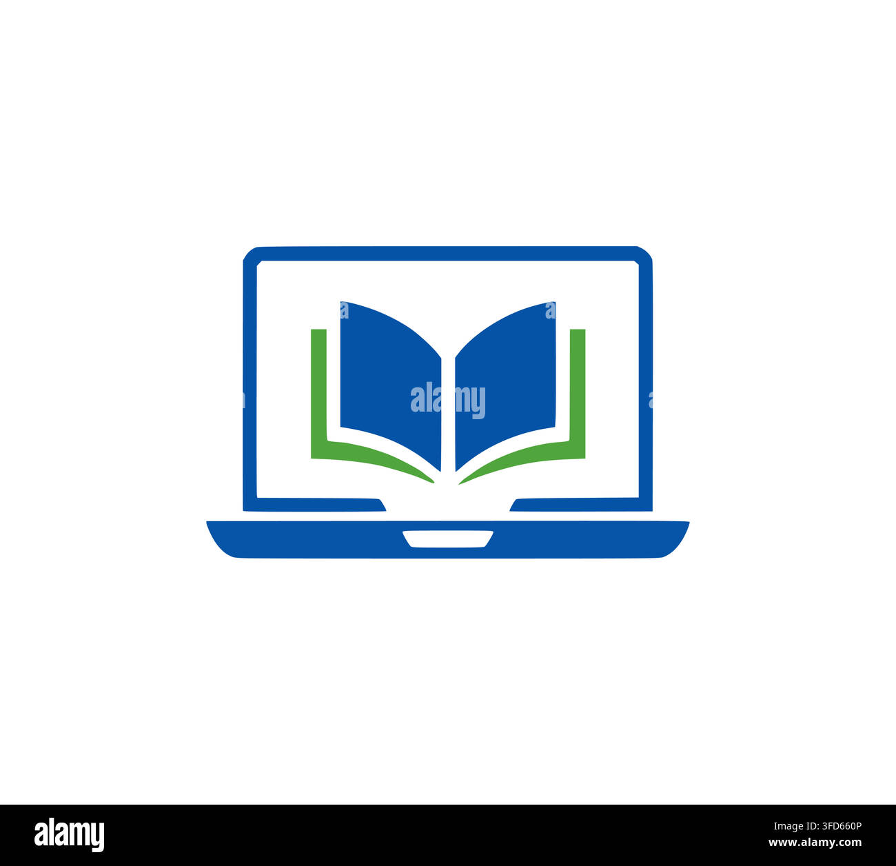 Modern Digital Book Computer Laptop E-Learning Vector Logo Stock Vector