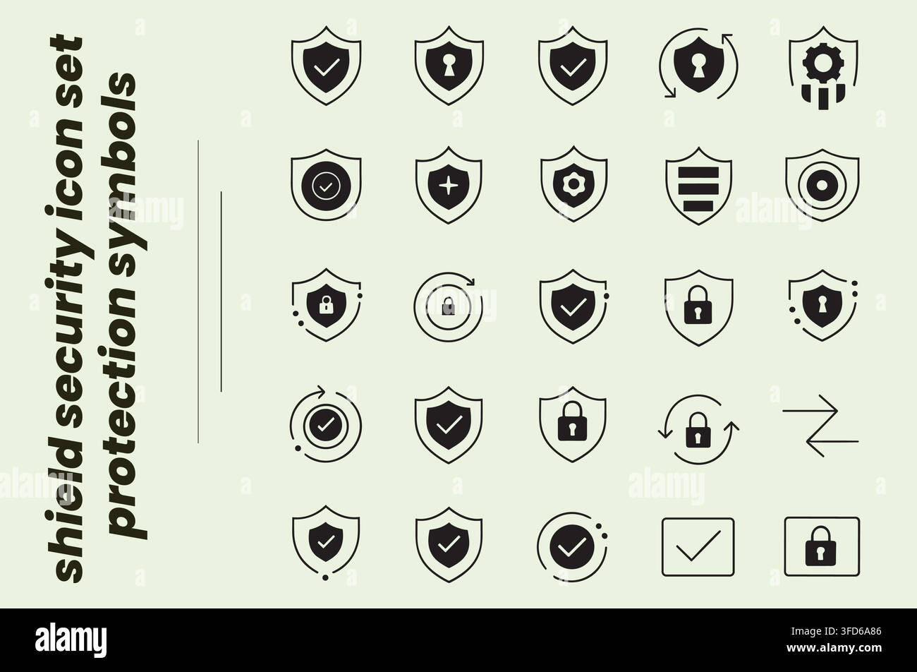 Shield security icon set and cybersecurity data protection symbols vector Stock Vector