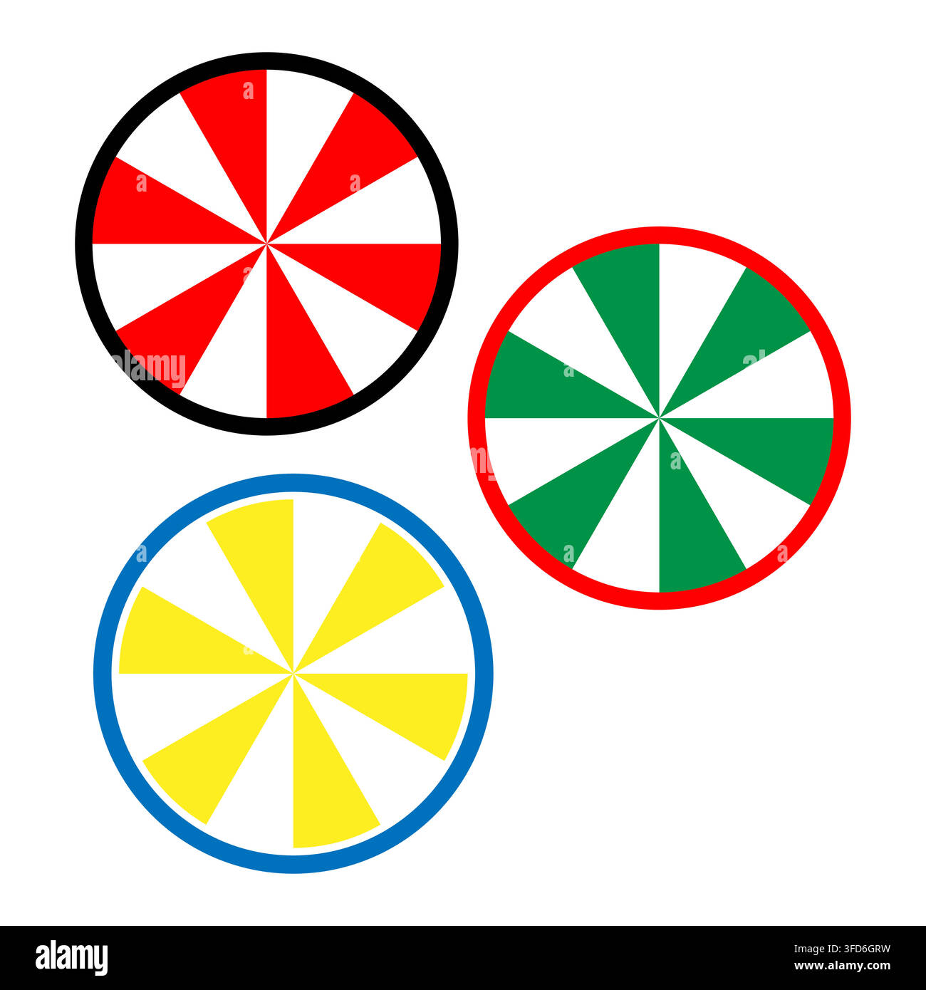 Circle pie chart vector set features colorful segmented dial. It represents creative abstract layout. eps 10 Stock Vector