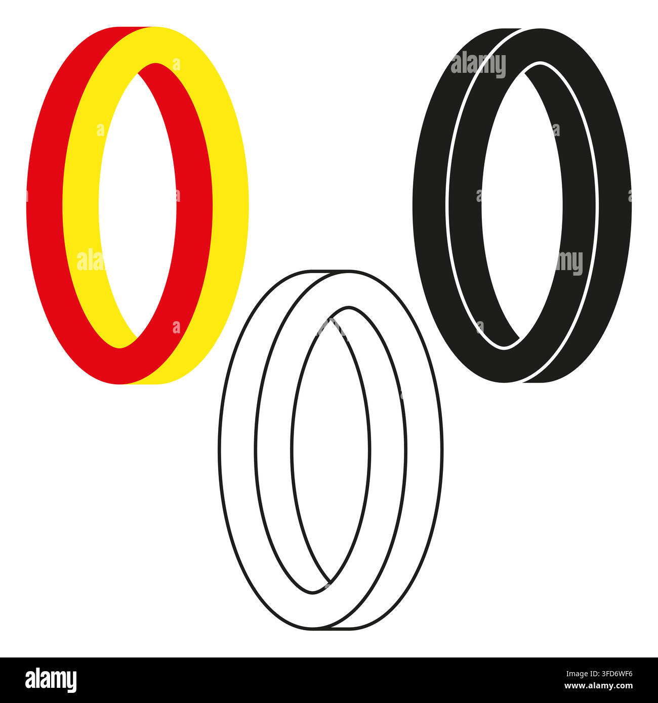 3d ring geometric circle shape vector set features round tunnel border. It represents abstract graphic design element eps 10 Stock Vector