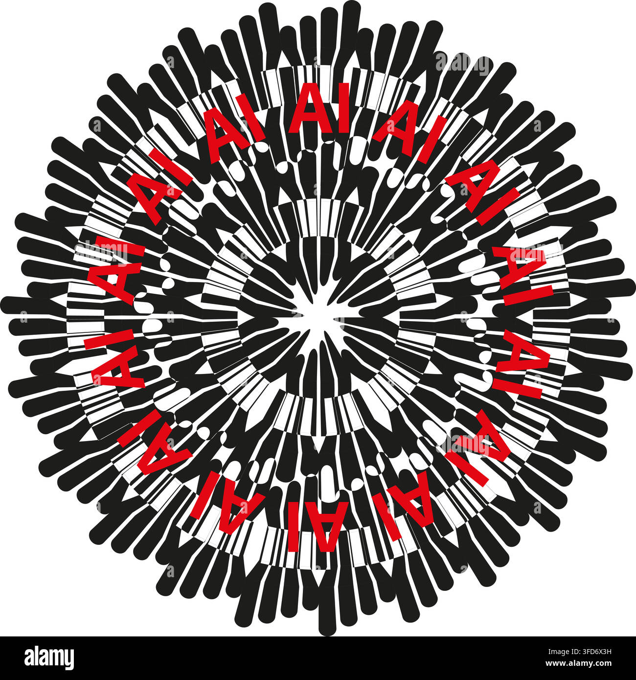 Ai artificial intelligence starburst abstract vector pattern features red tech network. It represents complex data logic motion eps 10 Stock Vector