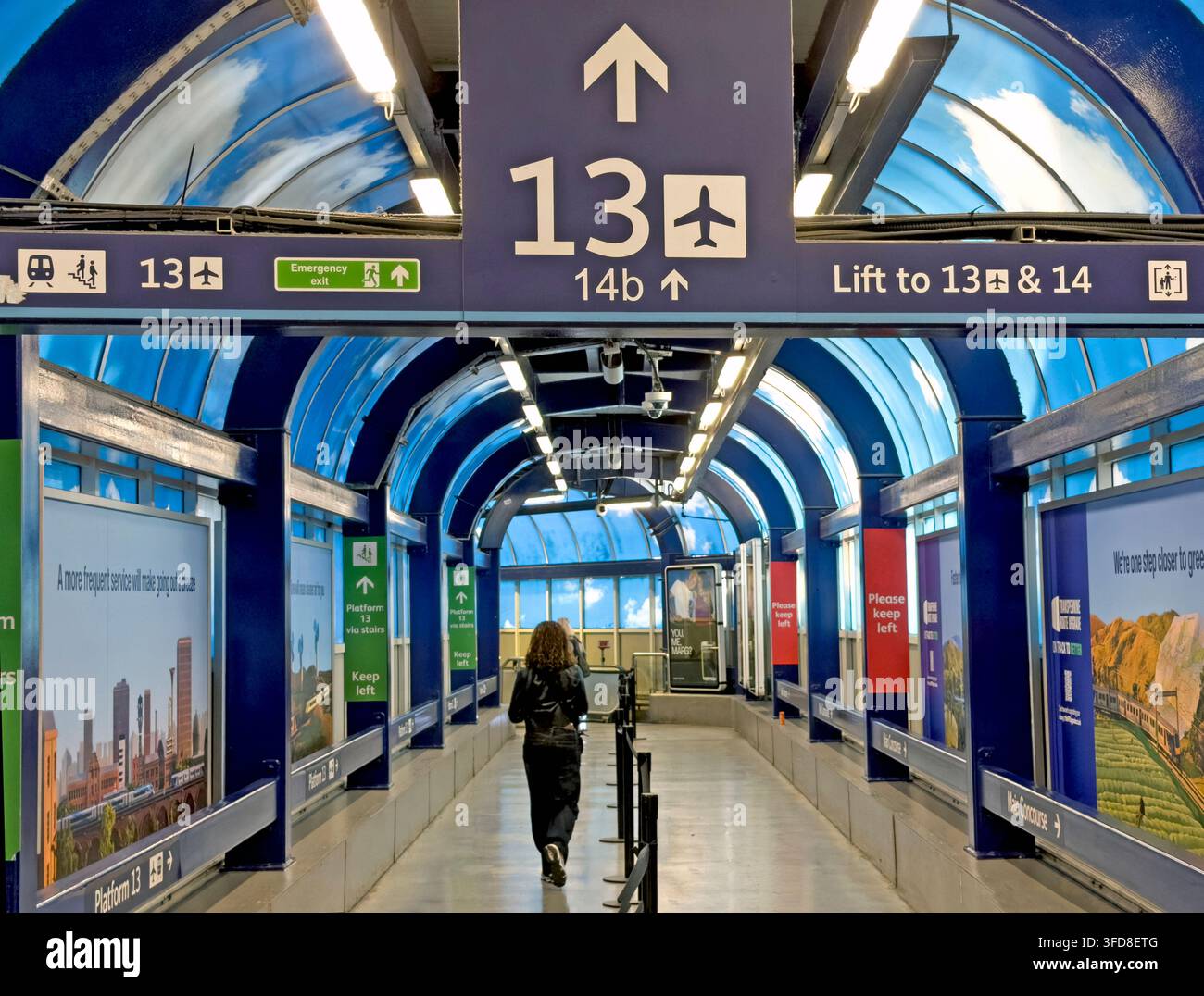 Approach to Manchester Piccadilly platforms 13 and 14, the Castlefield Corridor rail bottleneck. Stock Photo