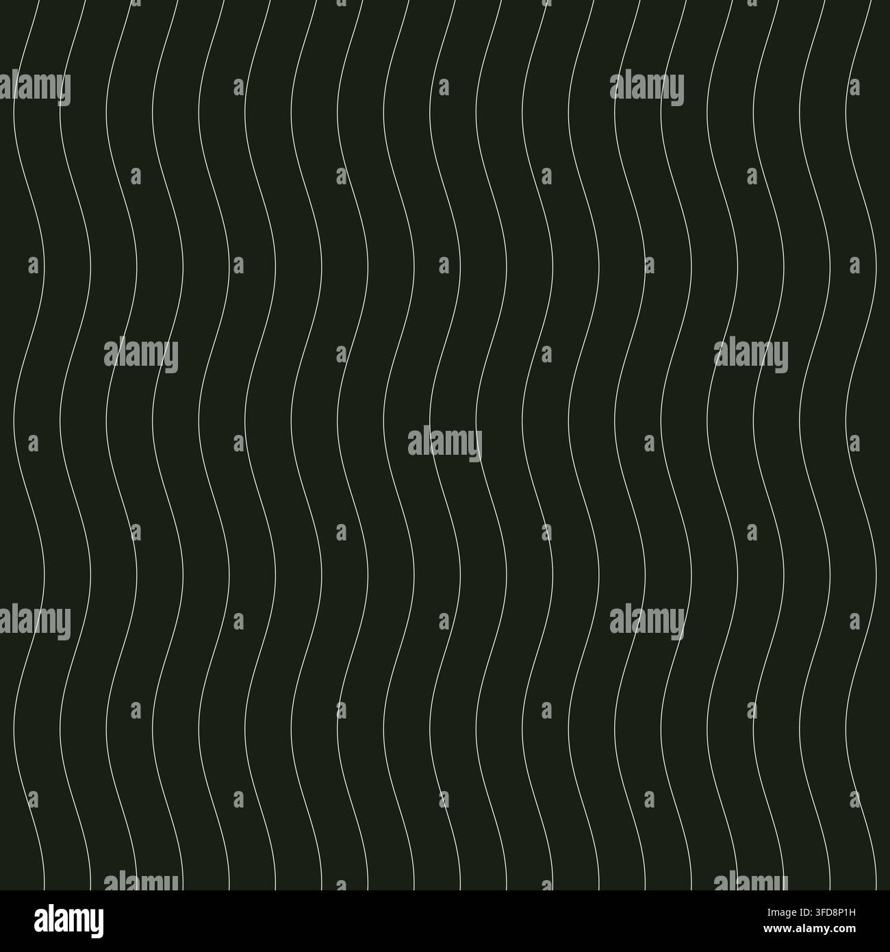 This minimalist abstract vector background features elegant, thin vertical wavy lines on a dark green canvas. The subtle generative contour pattern Stock Vector