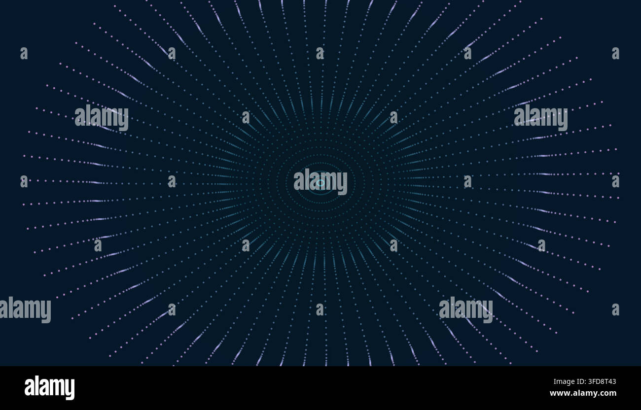 Abstract digital background with radial light particles and lines Stock Vector