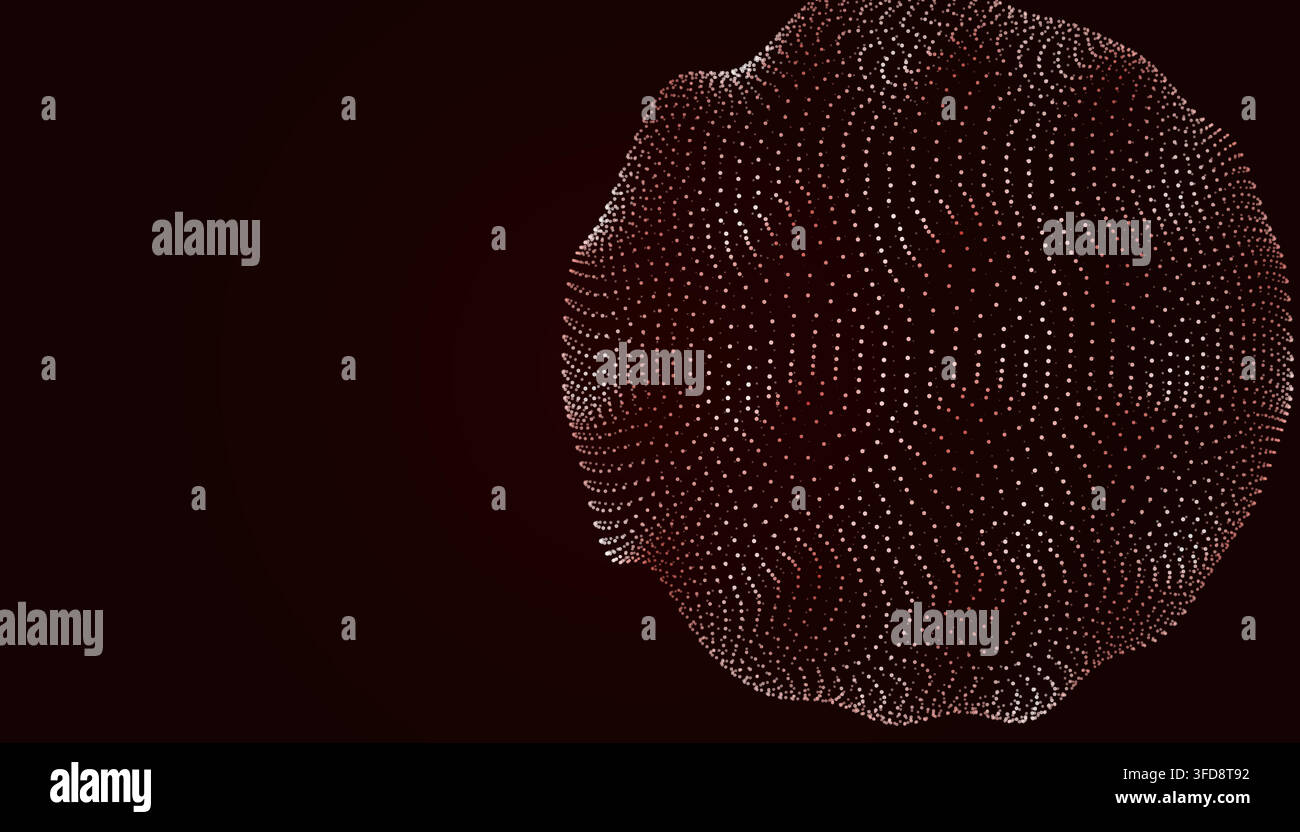 Abstract sphere made of glowing particles on a dark background Stock Vector