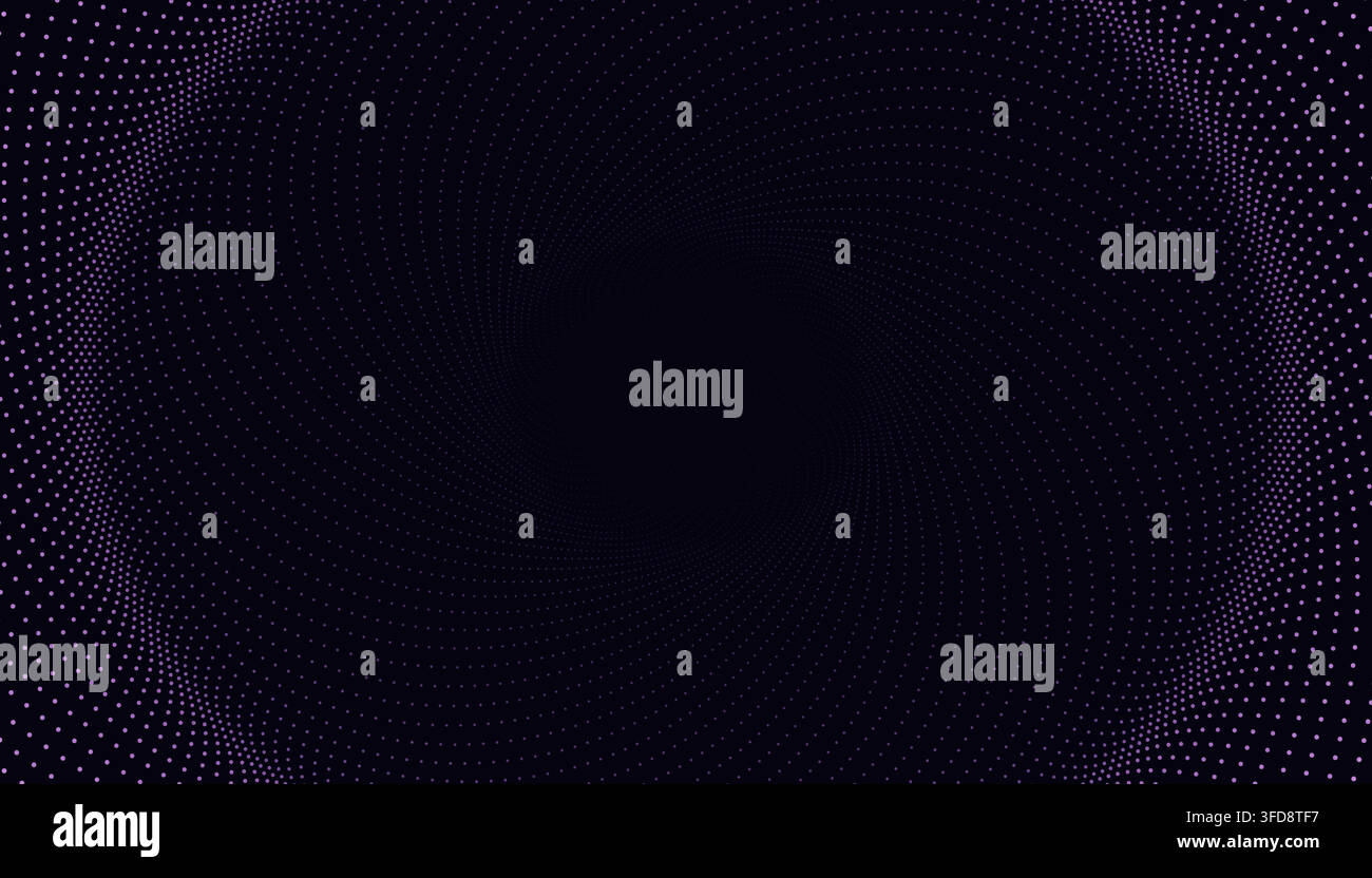 Abstract background with swirling purple dots forming a vortex pattern Stock Vector