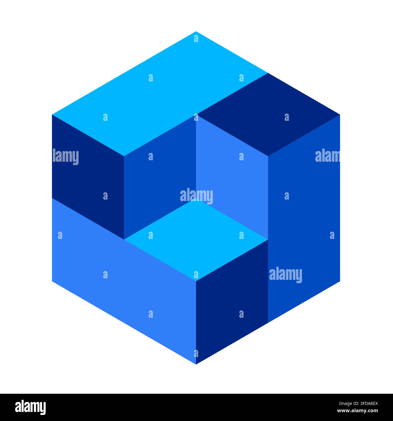Parallelepipeds forming a cube. Optical illusion figure. Editable vector illustration Stock Vector