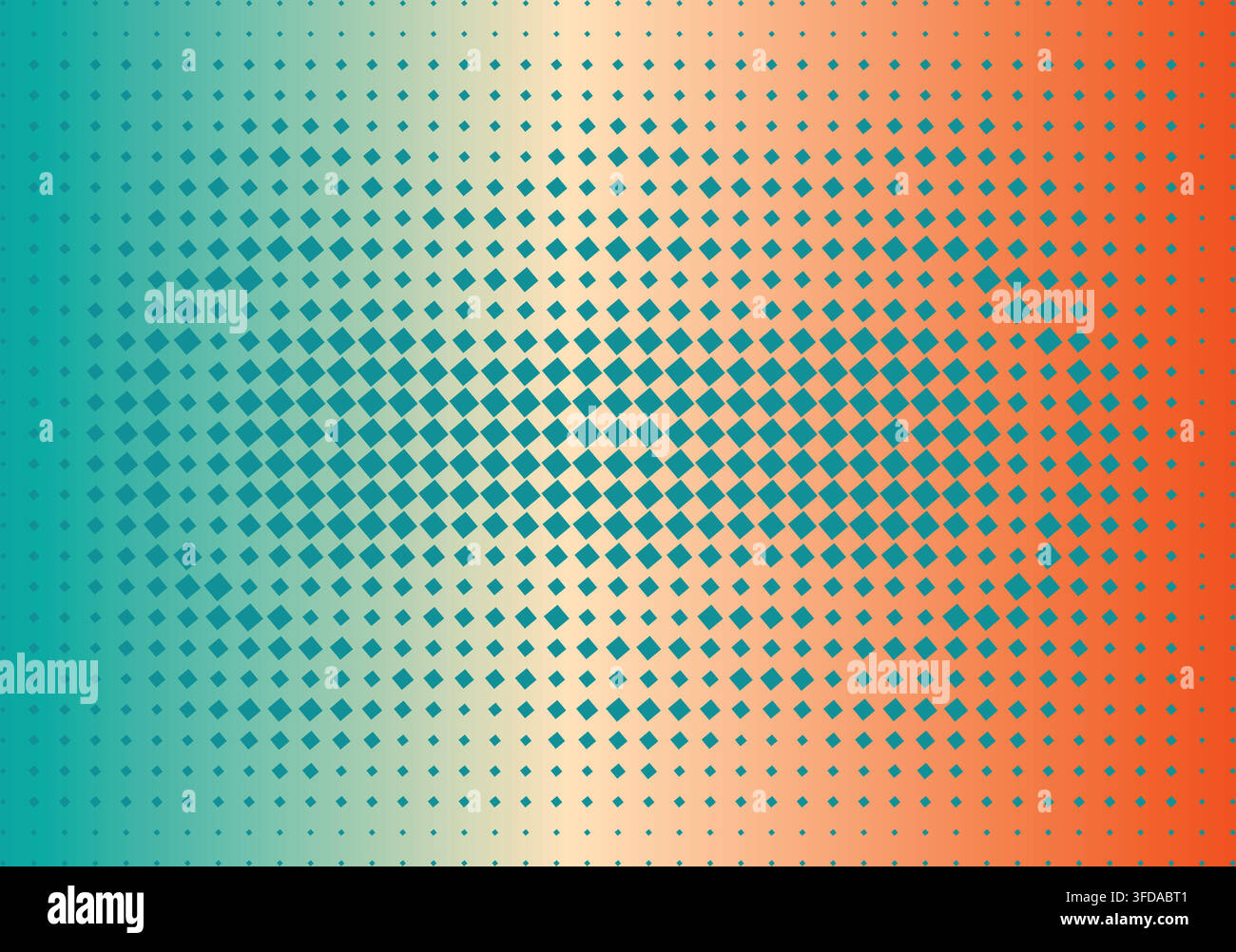 Abstract halftone pattern vector background with teal diamonds on a gradient Stock Vector