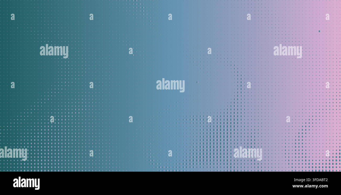 Abstract gradient background in teal and pink with halftone mesh texture Stock Vector