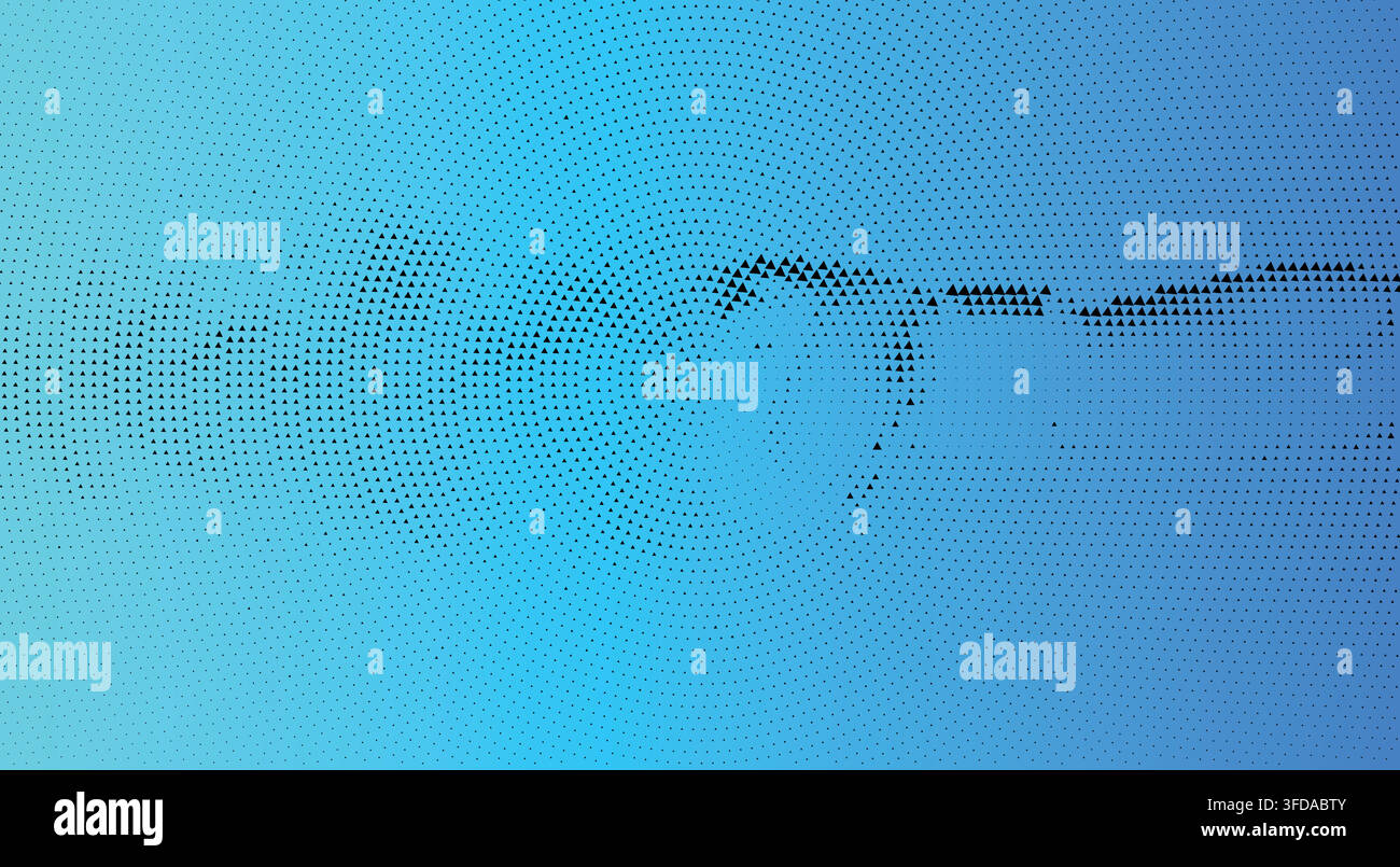 Abstract halftone pattern with triangle dots on bright blue background Stock Vector