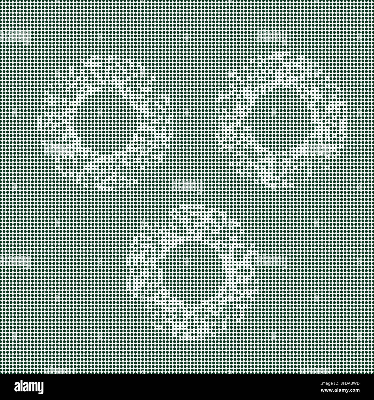 Abstract green halftone geometric pattern background with three circular shapes Stock Vector