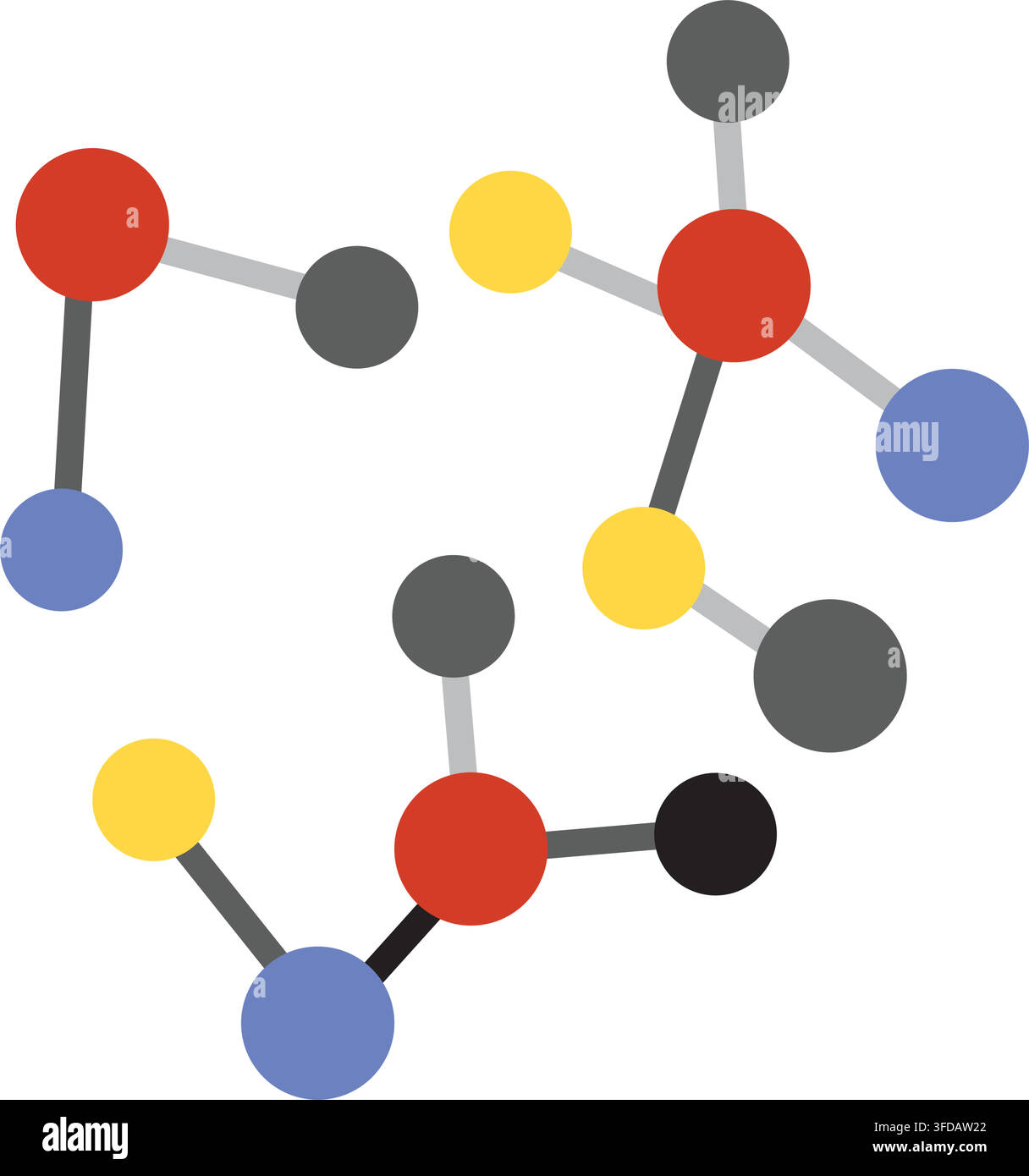 Flat Vector Molecular Network Structure with Colorful Nodes for Science and Data Concepts Stock Vector