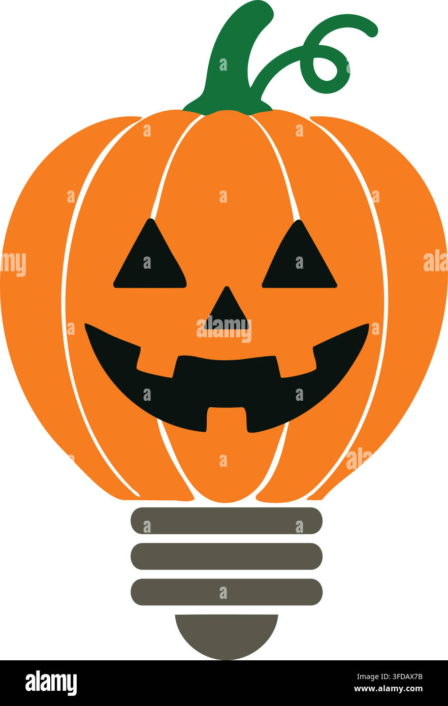 Pumpkin light bulb, Halloween vector illustration. Stock Vector