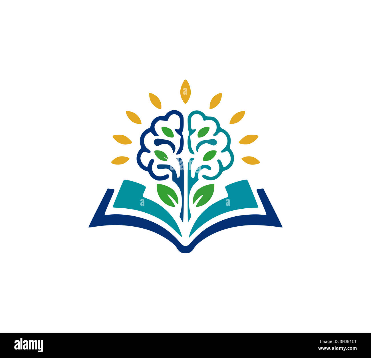 Brain Tree Book Logo Vector Concept For Smart Learning Academy Stock Vector