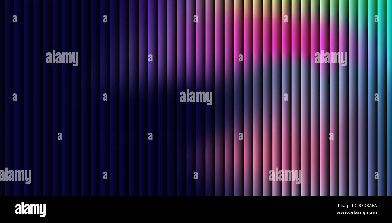 Abstract background featuring vertical stripes with a vibrant gradient of purple, pink, and teal colors, creating a modern and dynamic visual effect. Stock Vector