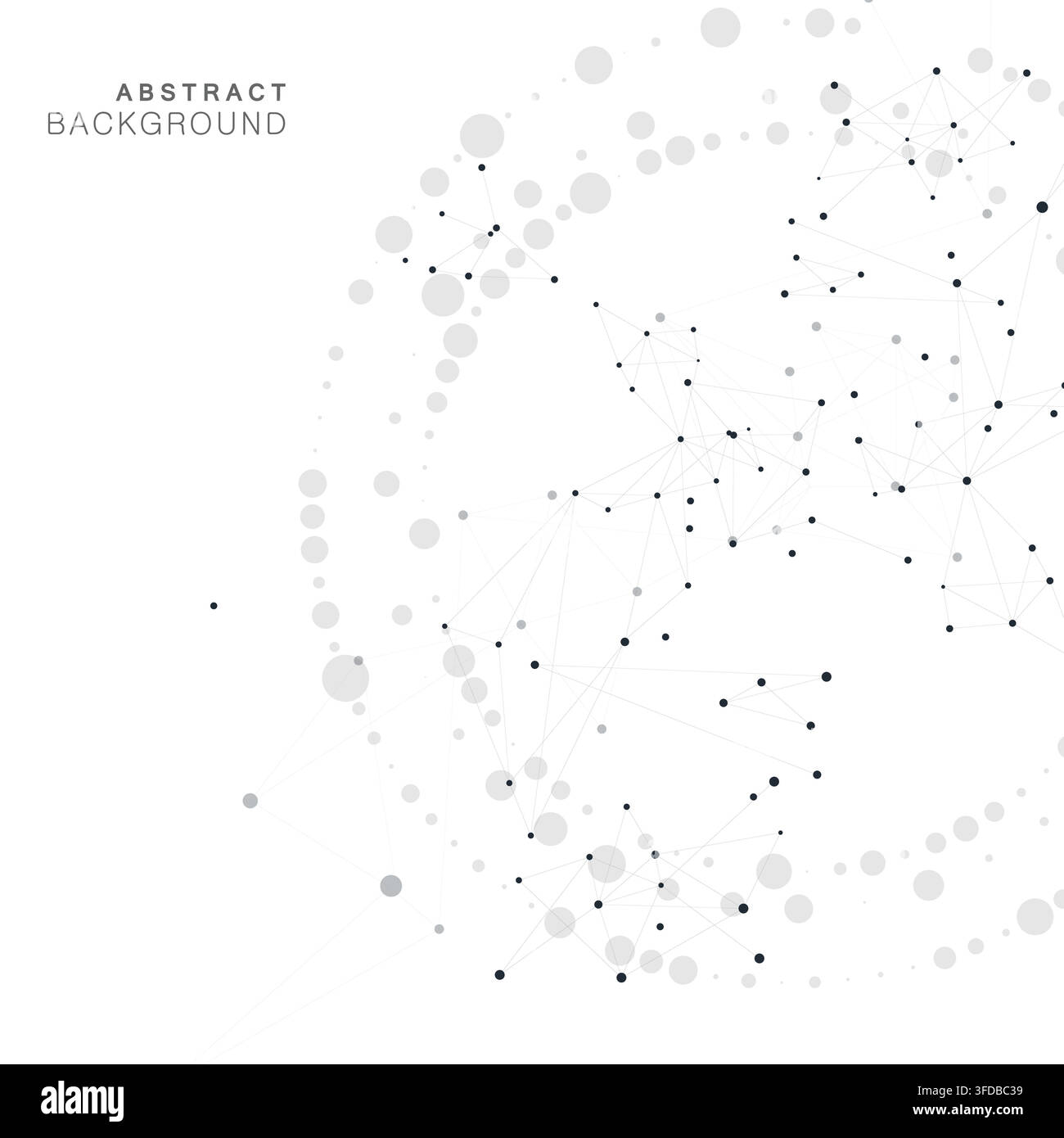 Abstract vector background featuring swirling network interconnected black dots and lines forming geometric patterns Stock Vector