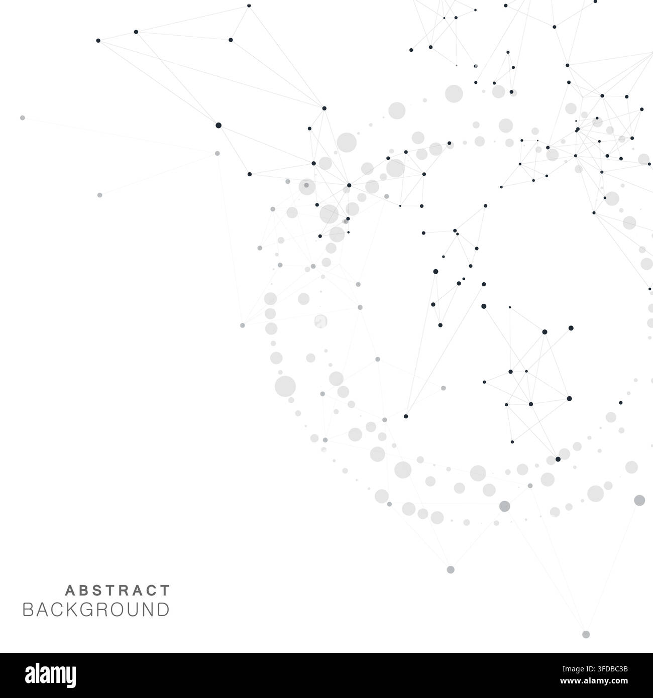 Abstract vector background featuring swirling network interconnected black dots and lines forming geometric patterns Stock Vector