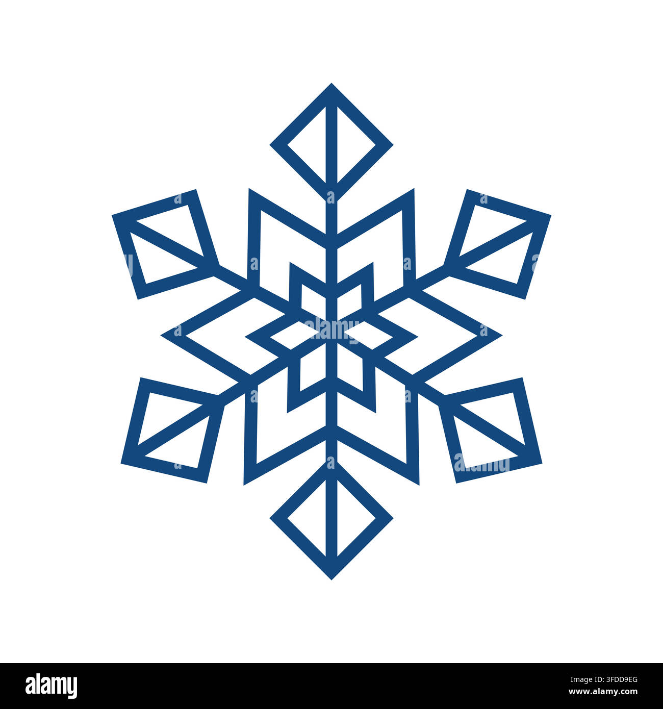 Geometric Blue Snowflake Vector Design Stock Vector