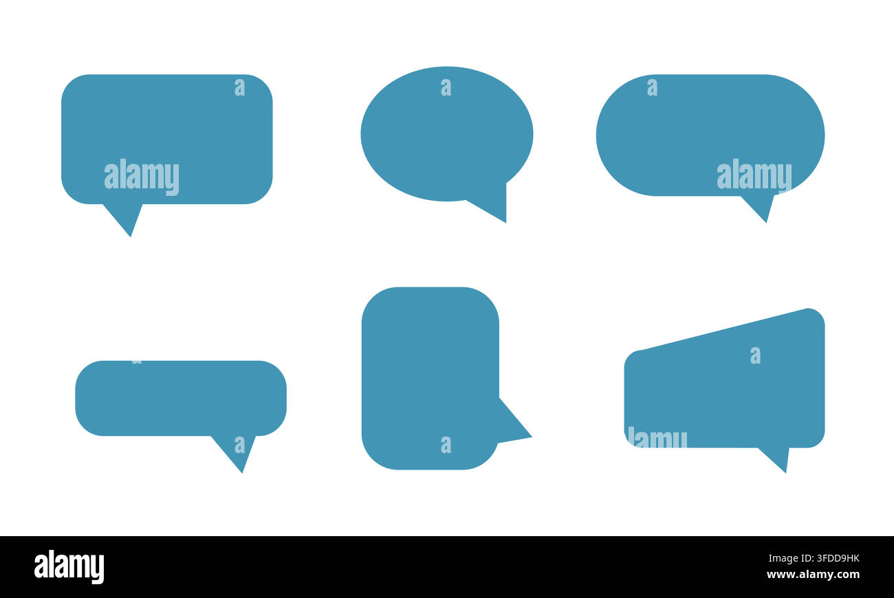 Blue Speech Bubble Vector Icon Set for Chat, Communication, Messaging App, and UI Graphic Design Elements Stock Vector